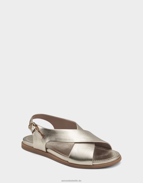 Frauen Aerosoles Flache Sandale aus goldfarbenem Kunstleder 20T68471