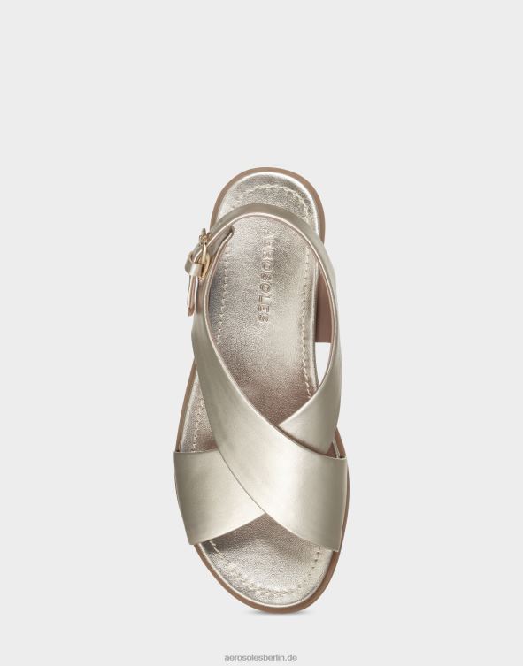 Frauen Aerosoles Flache Sandale aus goldfarbenem Kunstleder 20T68471