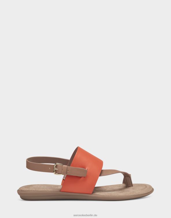 Frauen Aerosoles flache Sandale aus orangefarbenem Kunstleder 20T68462
