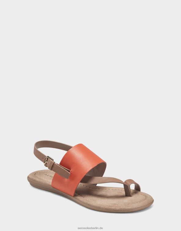 Frauen Aerosoles flache Sandale aus orangefarbenem Kunstleder 20T68462