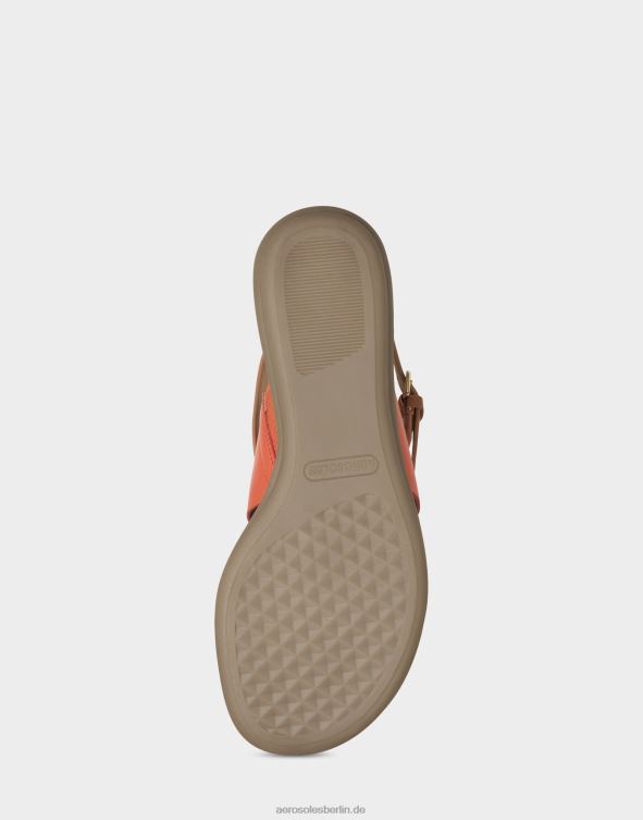 Frauen Aerosoles flache Sandale aus orangefarbenem Kunstleder 20T68462