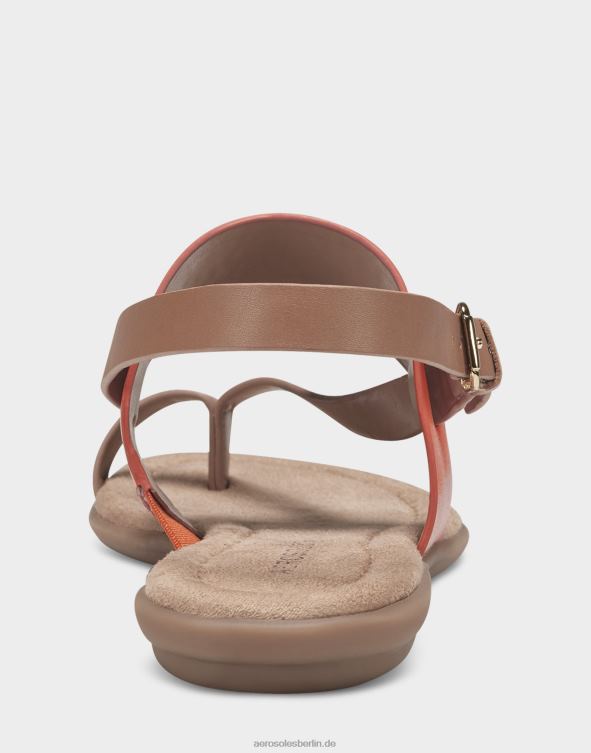 Frauen Aerosoles flache Sandale aus orangefarbenem Kunstleder 20T68462