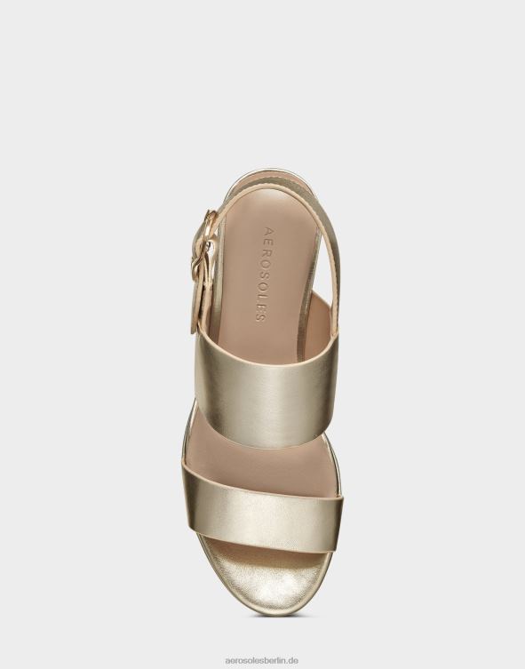 Frauen Aerosoles Sandale aus goldfarbenem Metallic-Leder 20T68349