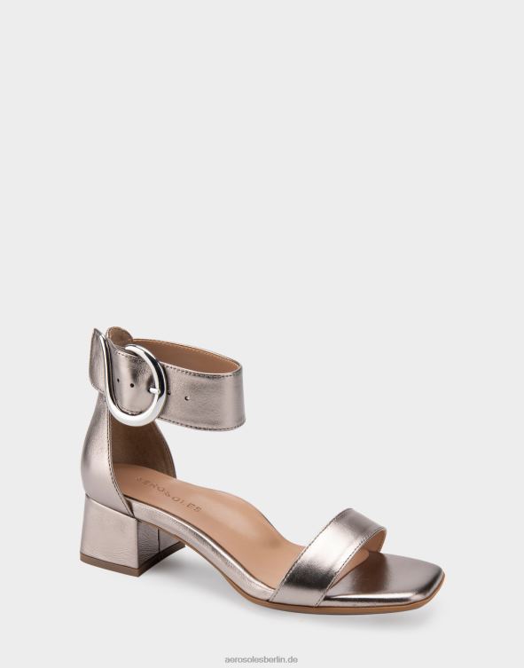 Frauen Aerosoles Sandale aus silbernem Metallic-Leder mit Absatz 20T68415
