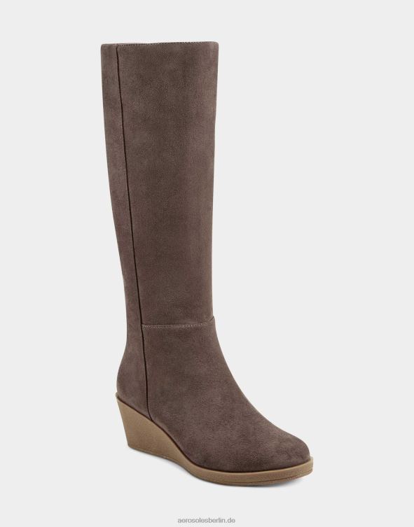 Frauen Aerosoles Hoher Stiefel aus taupefarbenem Wildlederimitat 20T68132